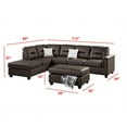 thumbnail image 3 of Poundex Furniture Faux Leather Fabric 3-Pc Sectional in Espresso, 3 of 7