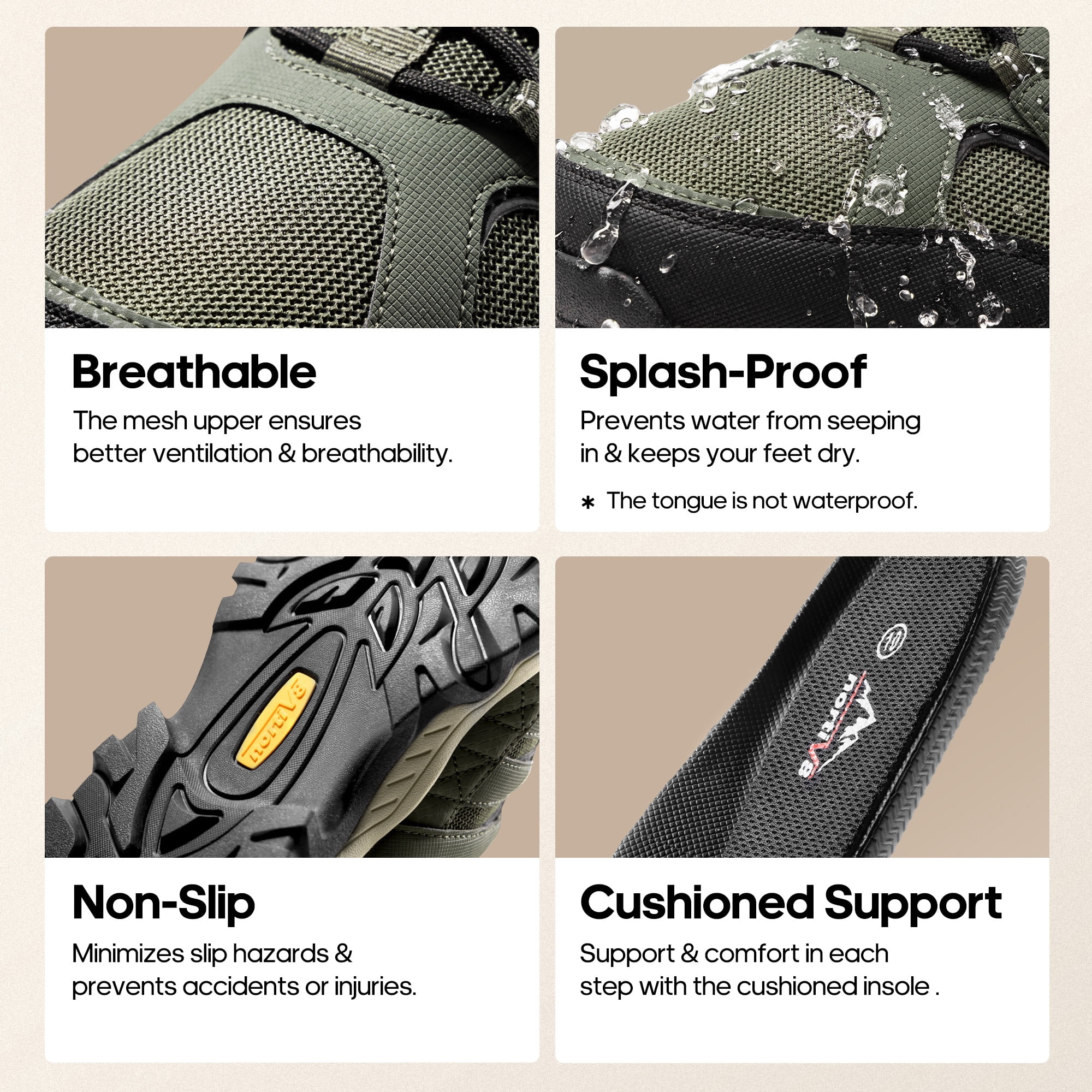NORTIV 8 Men’s Slip-On Hiking Shoes Lightweight Trekking Camping & Walking Outdoor Shoes