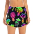 thumbnail image 4 of Lsque Bright Mushrooms Printed Women's Running Shorts with Liner Pockets,Elastic Quick Dry Workout Athletic Gym Yoga Shorts,Womens High Waist Shorts-Medium, 4 of 9