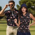thumbnail image 5 of HUIACONG 250th Anniversary Matching Golf Shirts for Couples Mens Short Sleeve Golf Shirt Sleeveless Golf Tops for Women Collared 1/4 Zip Moisture Wicking Quick Dry Lightweight Breathable Woman XS, 5 of 6