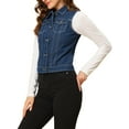 thumbnail image 5 of INSPIRE CHIC Women's Washed Denim Button Sleeveless Vest Jacket with Pockets XL Dark Blue-1, 5 of 7