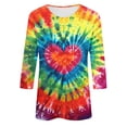 thumbnail image 4 of Womens T Shirts Tie Dye Long Sleeve Crewneck Casual Comfort Top Womens Tees Red L, 4 of 4