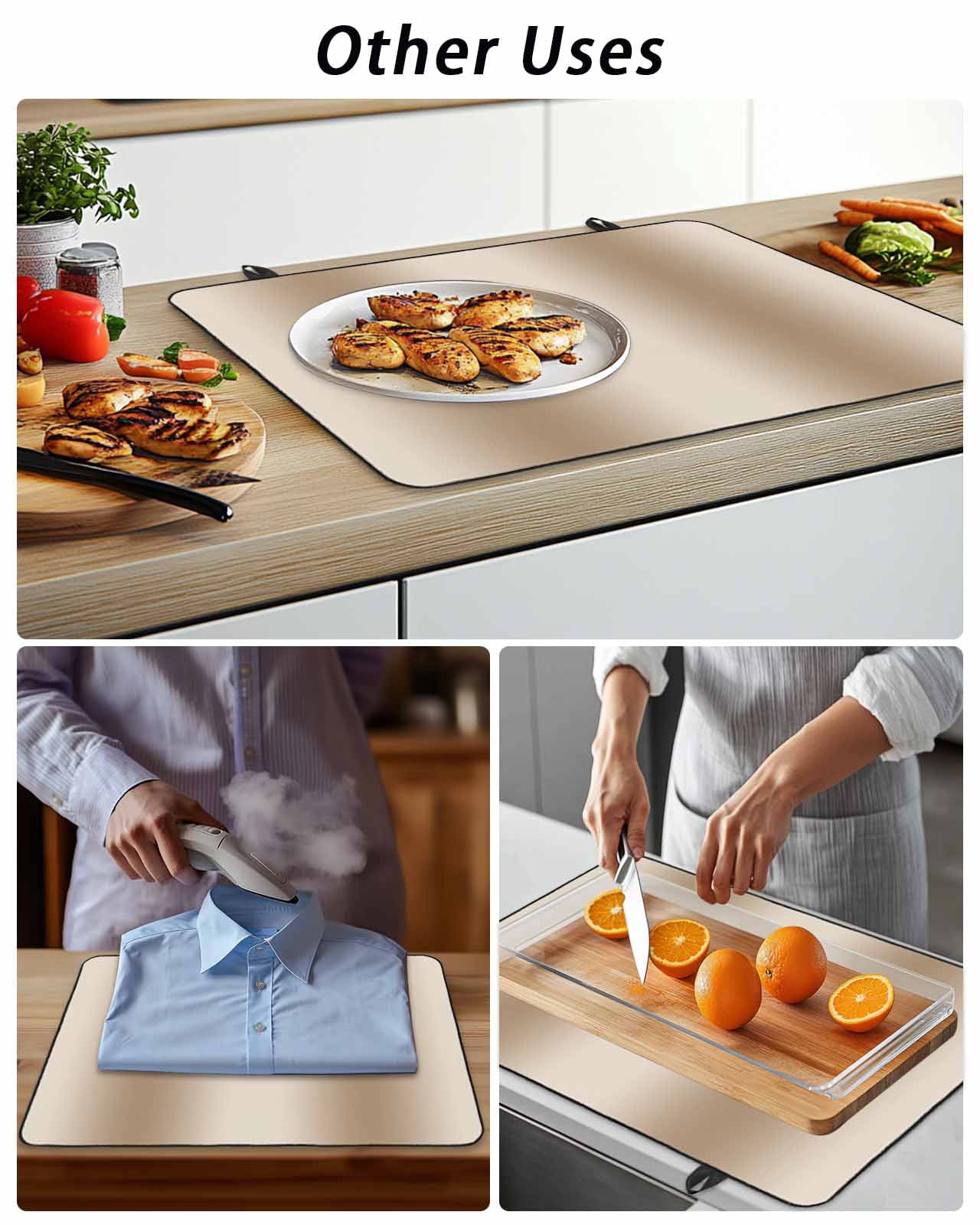 Stove Top Covers for Electric Stove, Khaki Ombre Glass Stovetop Cover Protector, Modern Abstract Art Farmhouse Gradient Induction Cooktop Protector Oven Mat for Kitchen Countertop 28.5"x20.5"