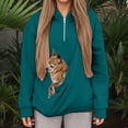 thumbnail image 2 of lnmuld Women's Cat Dog Pouch Hoodie Oversized Quarter Zip Pet Carrier Pullover Sweatshirt with Kangaroo Pocket Hooded Long Sleeve Size:M, 2 of 5
