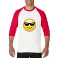 thumbnail image 1 of Artix - Mens Raglan Sleeve Baseball T-Shirts - Emoji with Sunglasses, 1 of 5