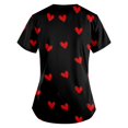 thumbnail image 3 of UoCefik Valentine's Day Fall Scrub Tops Women Loose V Neck Nursing Short Sleeve Working Uniform Stretch Funny Heart Print Casual Scrubs 无 Clearance Tee Shirts with Pockets Vermilion 3XL, 3 of 3