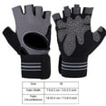 thumbnail image 4 of BOODUN 1 par de guantes de gimnasio antideslizantes para levantamiento de pesas con protección de medio dedo (gris, M), 4 of 8