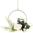 thumbnail image 2 of Decoración hogareña Niño Flor Artificial Decoración Colgante Anillo de Metal Redondo Guirnalda Cumpleaños Fiesta de Boda Accesorios para el hogar Decoración Tamaño 20 cm (Champagne Camellia) Zhivalor LKX-1370, 2 of 4
