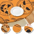 thumbnail image 4 of Jack O Lantern Fiesta Elastic Round Tablecloth - 44 Inch Halloween Stretch Cover for Dining Party Table, 4 of 6