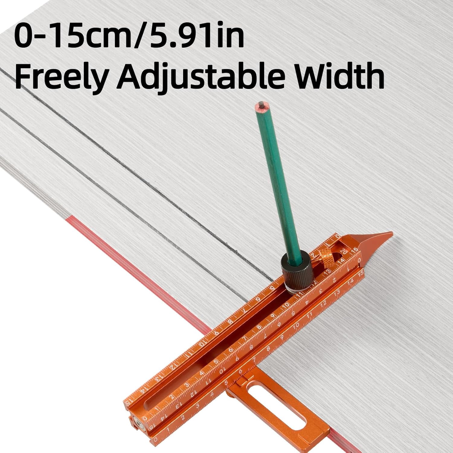 CATPAN Magnetic 4-Sided Laser Scale Scribing Tool-Leveling Ruler with Magnetic Base-Multi-Purpose Woodworking Marking Tool for DIY, Woodworking, Carpentry, Furniture Making and Construction