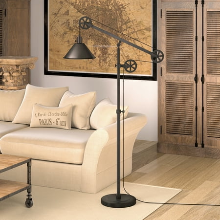 Devonshire Floor Lamp In Blackened Bronze With Pulley System