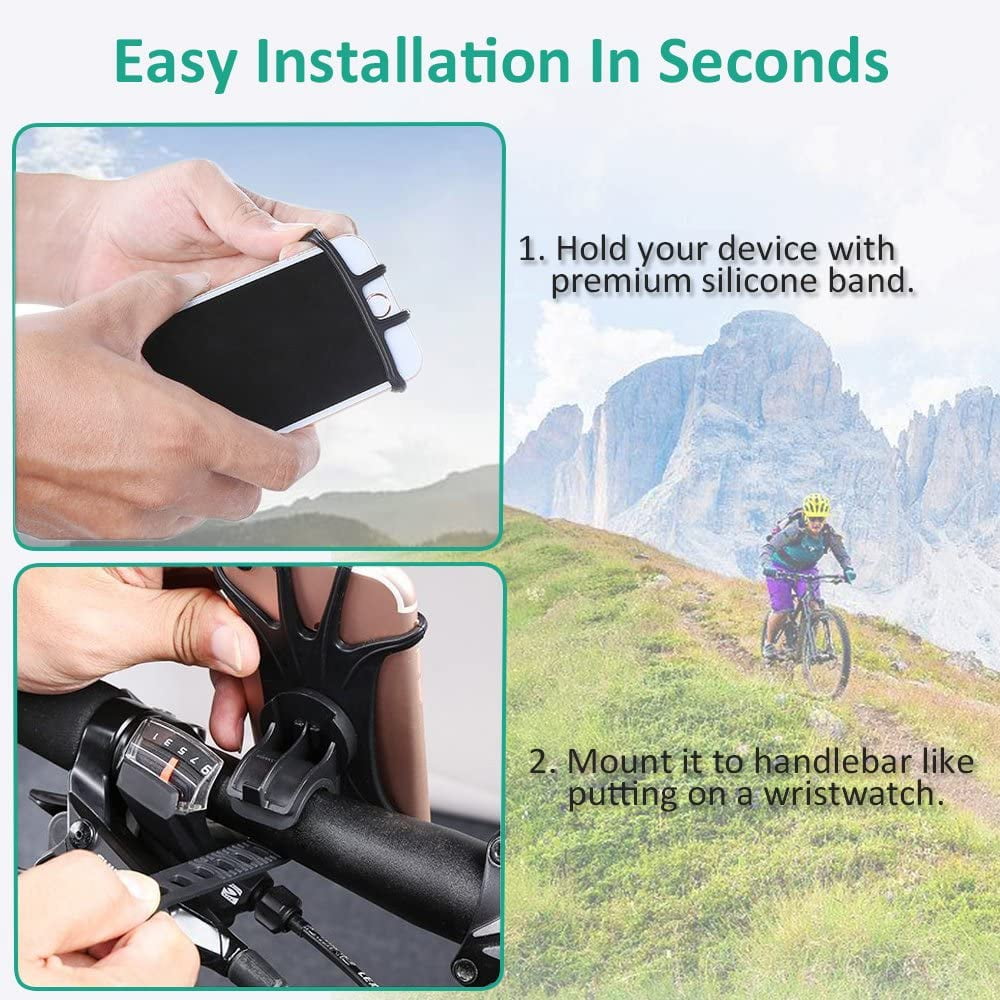 Bike Phone Mount, 360 Rotation Cell Phone Holder for Bike, Universal  Silicone Bicycle Phone Mount for iPhone Xs Max Xs Xr X 8 Plus 8 7 6s Plus,  Galaxy S10+ S10 
