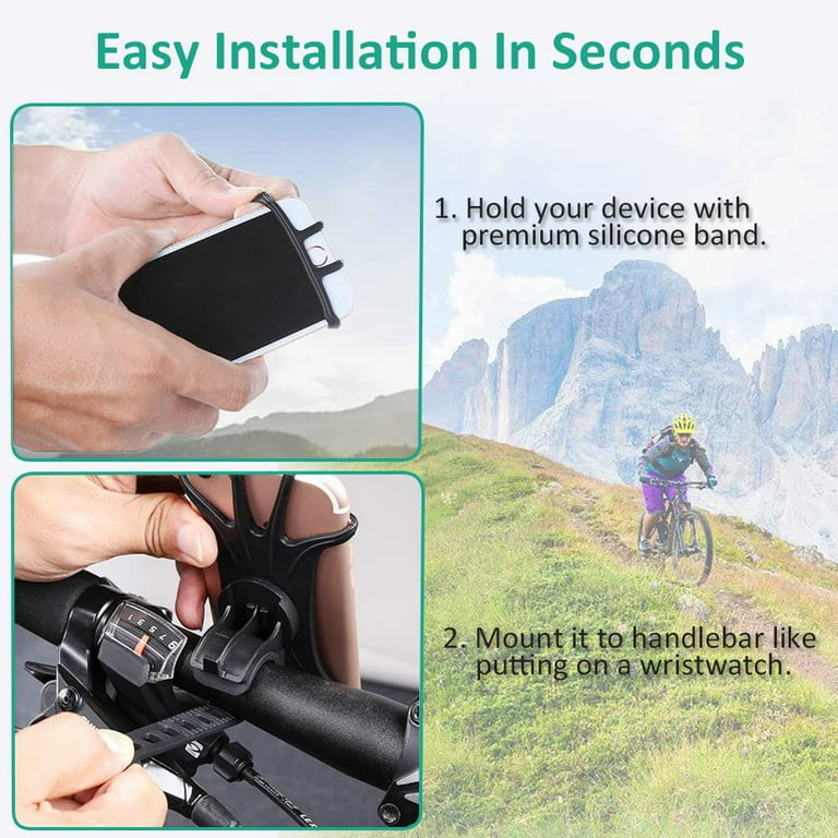 Bike Phone Mount, 360 Rotation Cell Phone Holder for Bike, Universal  Silicone Bicycle Phone Mount for iPhone Xs Max Xs Xr X 8 Plus 8 7 6s Plus,  Galaxy