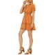 thumbnail image 4 of Vestido Casual Mini Naranja de Manga Abullonada con Escote en V y Cintura Elástica para Mujeres Inspire Chic XL, 4 of 6