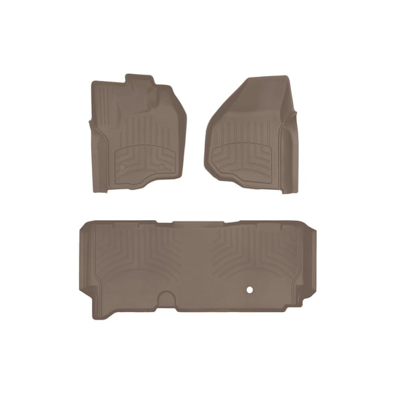 WeatherTech FloorLiner HP Custom Fit Floor Mats compatible with 2013-2016 Ford Super Duty - 1st & 2nd Row, Tan