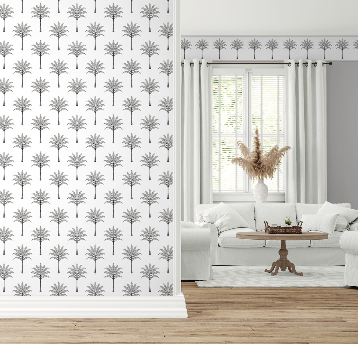 Harry & Grace Harbor Grey Montgomery Palm Peel and Stick Wallpaper
