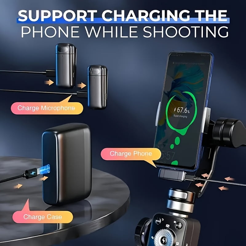Wireless Clip-on Mic with Charging Case, Dual Mic Support, Live Streaming & Recording, Indoor/Outdoor Use