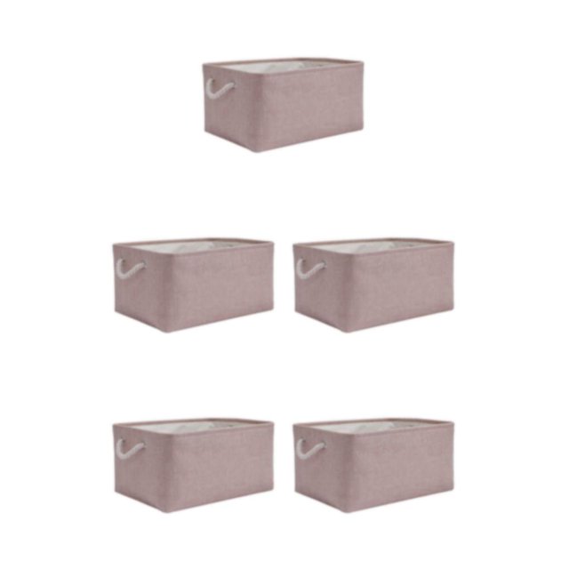 maskred Sturdy And Durable Cabinet Storage Bag For Well Organized Space Foldable Storage Box With Handle Cotton Multifunctional light pink 5Set