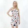thumbnail image 3 of Women's Casual Bandeau Dress with 4th of July Print, Sleeveless Summer Tank Dress with Ruffle Hem, Stylish Outfit for Festive Occasions,Light Blue M, 3 of 4