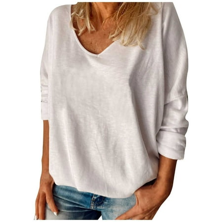 

Long Sleeve Tops for Women Casual Fall Long Sleeve Shirts for Women Under Scrubs Women Fashion V-neck Socket Solid Color Leisure Time Long Sleeves Sweater Tops Clearance Long Sleeve Blouse