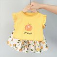 thumbnail image 2 of TOWED22 Infant Baby Girl Clothes 2 Piece Graphic Print Ruffle Sleeve Top Tank and High Waist Shorts Set Summer Outfits Soft Everyday Clothing(Yellow,3-4 Y), 2 of 6