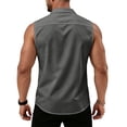 thumbnail image 6 of Men's Button Down Tank Top Sleeveless Casual Workout T Shirt Collared Beach Vacation Blouse with Chest Pocket, XL, 6 of 8