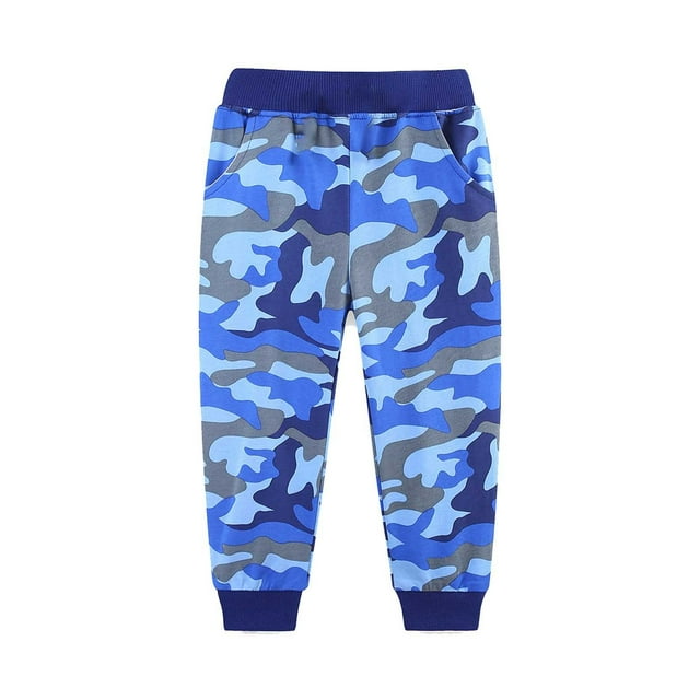 WEIYLL Boys Pants Fashion Prints With Pockets Loose Blue size 3-4 Years
