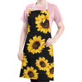 thumbnail image 5 of Black Yellow Sunflower Pattern Apron-Garden Aprons for Women with Pockets-Cotton Linen Waterproof Kitchen Cooking Gardening Aprons Adjustable for Kitchen,Cooking,BBQ and Salon 33x27 Inch, 5 of 7