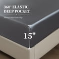 thumbnail image 4 of Yalamila Satin Sheet Set Queen Size, Grey 4 Pcs, Luxury Cooling Silky Soft 4 Pieces Bed Sheet Set with Deep Pocket Fitted Sheet, Flat Sheet and 2 Pillowcase for Hair and Skin, 4 of 10
