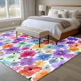 thumbnail image 4 of Large Area Rugs for Living Room Bedroom, Colorful Flowers 6'x9' Rug Washable Carpet Runner Indoor Outdoor, Spring Botanical Watercolor Floral Non Slip Floor Mats Rug for Kitchen, Playroom, 4 of 8