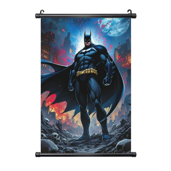 Black Frame Hanging Poster Batman Wall Canvas Artwork With PVC Scroll Painting 20"x30"