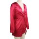 thumbnail image 4 of Vestido de escote en V profundo, ajustado, de moda, para mujer, de manga larga, con abertura, para fiesta, rosa, rojo, L, 4 of 15