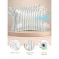 thumbnail image 2 of Sage Green Striped Pillow Cases Standard Size Set of 2, Smooth Satin Pillowcase for Hair and Skin, Sage Green White Stripes Farmhouse Decorative Cooling Bed Pillow Covers with Zipper, 20x26 Inches, 2 of 5