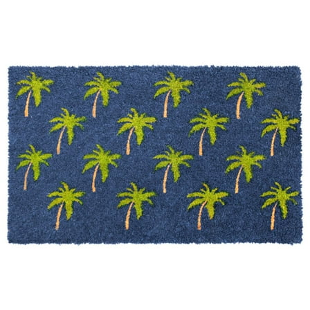 RugSmith Machine Tufted Palm Tree Graphic Indoor and Outdoor Coir Doormat, 18" x 30"