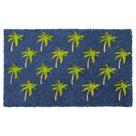 RugSmith Machine Tufted Palm Tree Graphic Indoor and Outdoor Coir Doormat, 18" x 30"