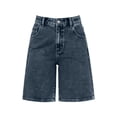 thumbnail image 4 of Soyumi Womens High Waisted Boxy Denim Shorts Summer 2025 Casual Button Down Baggy Jean Shorts with Pockets Bermuda Baggy Y2K Cargo Shorts Casual Summer Jean Jorts, Dark Gray, 4 of 4