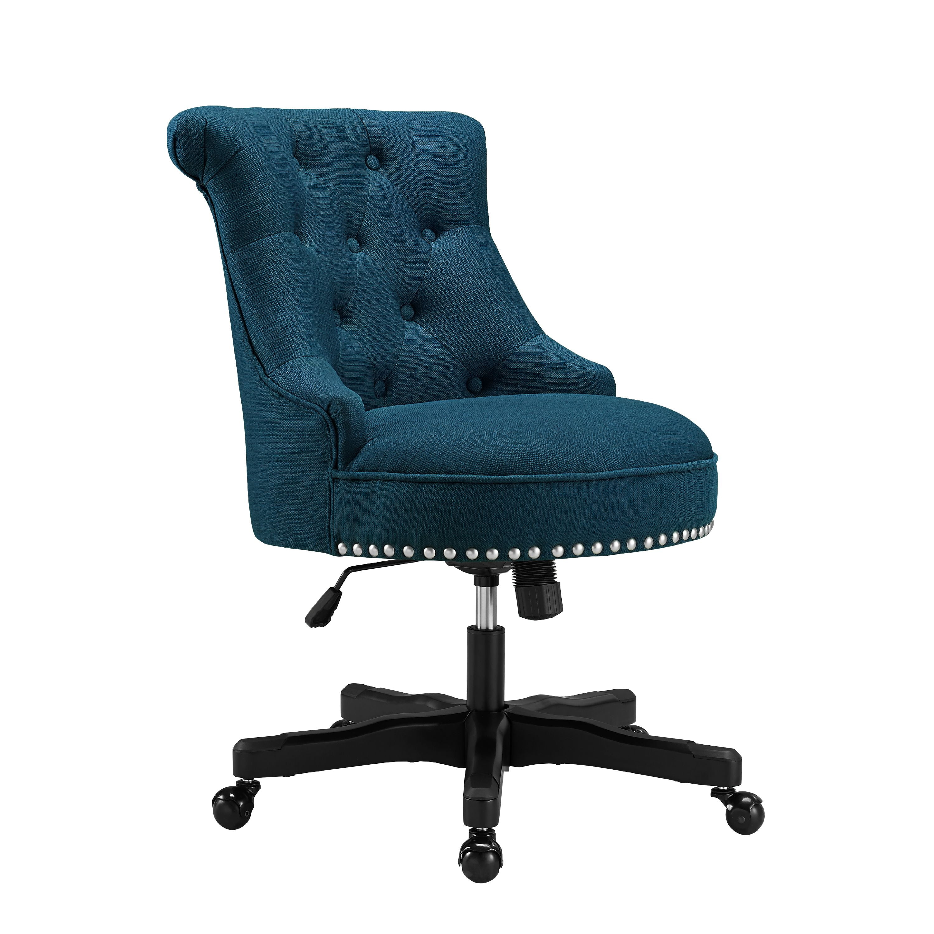 Linon Sinclair Upholstered Swivel Office Chair with Wheels in Charcoal Gray Walmart