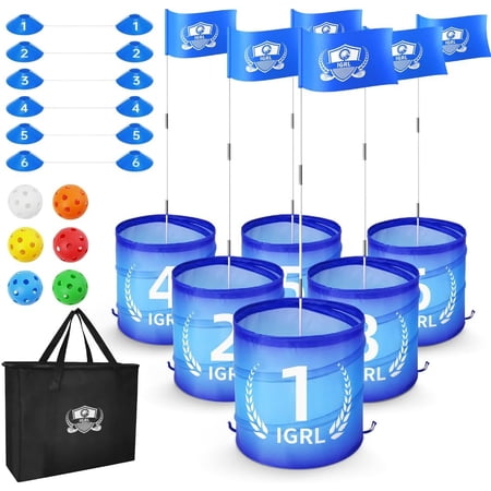 Golf Bucket Yard Game, Backyard Golf Game for Adults and Family, Portable 6 Hole Golf Course with Balls and Flag, Outdoor Indoor Golf Gifts for Lawn, Park, Beach, Yard, Camping and Hotel