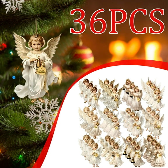 36pcs Victorian Style Angel Ornament Set, Classic 2D Christmas Tree Hanging Decorations, Elegant Holiday Angel Figures for a Traditional Xmas Theme, Collection for Timeless Decor, 3.15*2.36in,