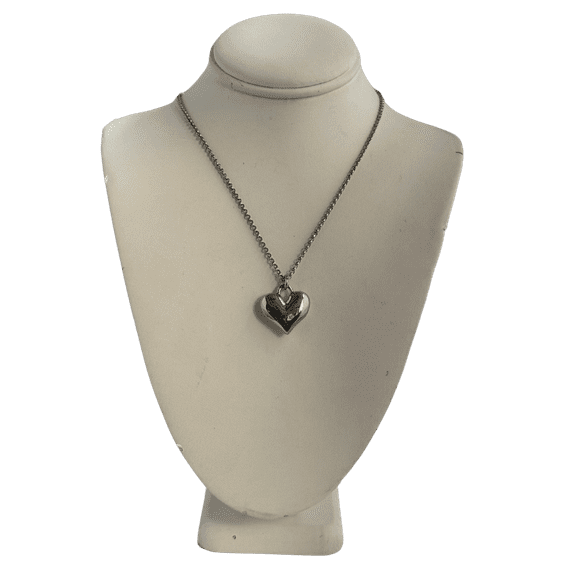 Silver Puffy Heart Necklace