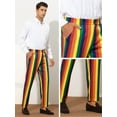 thumbnail image 5 of Unique Bargains Men's Striped Dress Pants Color Block Rainbow Stripe Trousers 38 Blue Red, 5 of 6
