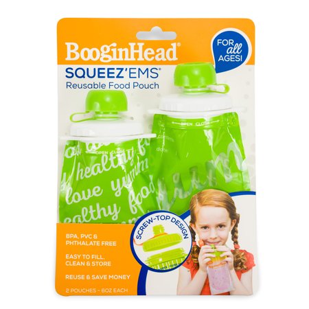 Booginhead Squeez'ems Reusable Food Pouch, 2 pack