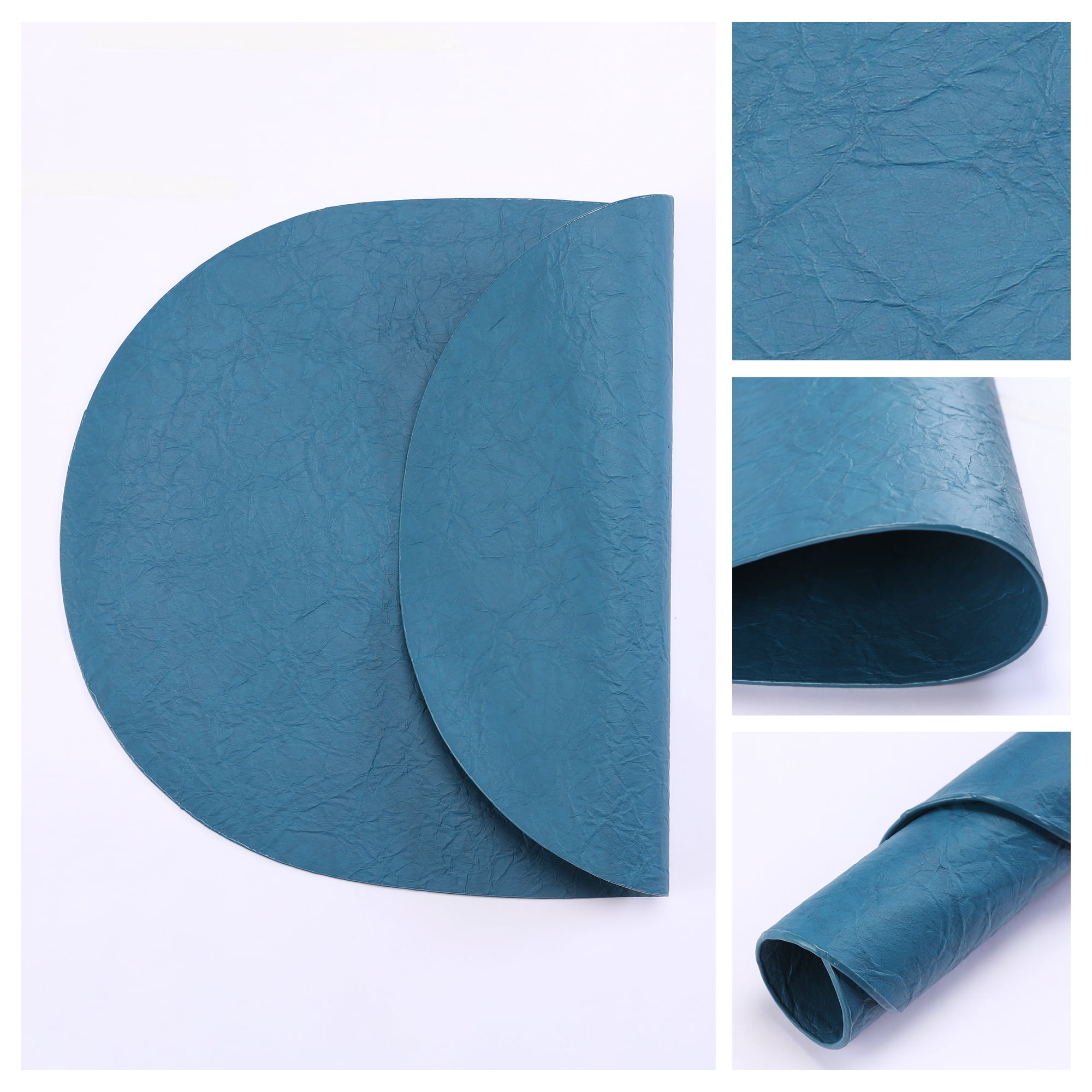 Unique Bargains 4pcs Faux Leather Placemats Light Blue 17.5"x12.8"