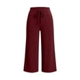 thumbnail image 4 of Summer Loose Capris New High Waist Capris for Women Lightweight Linen Casual Cropped Pants Loose Straight Leg Capris Pants with Pocket, 4 of 5