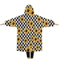 thumbnail image 2 of Oversized Wearable Blanket Hoodie,Black White Checker Sunflower Pattern Sherpa Blanket Hoodie with Super Pockets,Super Warm Fuzzy Pullover for Women & Men, 2 of 6