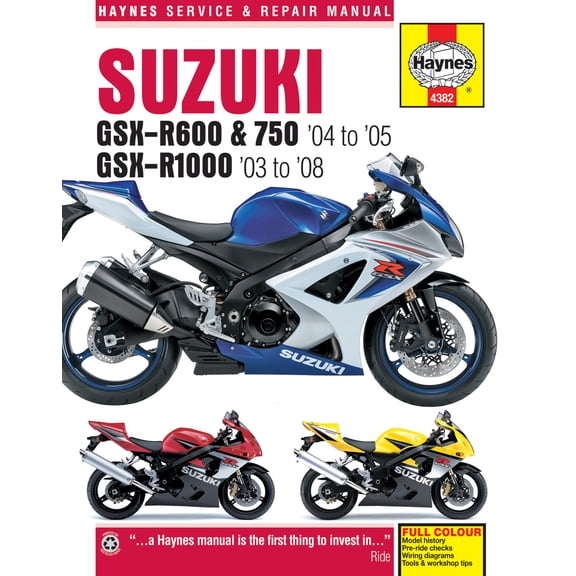 Suzuki GSX-R600 & 750 (04-05) & GSX-R1000 (03-08) Haynes Repair Manual ^