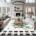 thumbnail image 3 of Large Area Rugs for Living Room Bedroom, Eucalyptus Leaf 5'x8' Rug Washable Carpet Runner Indoor Outdoor, Farmhouse Buffalo Plaid Green Botanical Non Slip Floor Mats Rug for Kitchen, Bathroom, 3 of 8