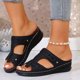 thumbnail image 2 of MKLEKYY Sandalias deportivas para Mujer, Zapatos de Verano Lisos Informales Con Punta Abierta y Cuñas, Cómodos Zapatos de Playa, Sandalias, Zapatillas, 2 of 5