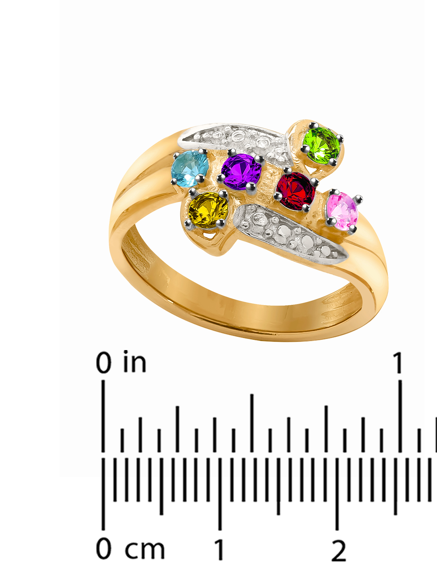 Laser Engraved Family Ring with Up to Five Birthstones