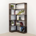 thumbnail image 4 of Leumius 5 Tier Freestanding L-Shaped Corner Bookshelf,Wooden Bookcase with Anti-drop Panel and Anti Tipping Device, Display shelf Open Storage,Dark Brown, 4 of 18